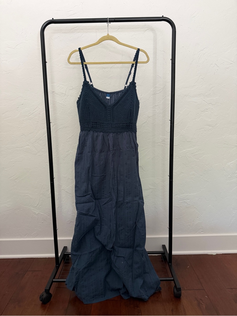 Women’s Old Navy Blue Crocheted Bodice Maxi Dress